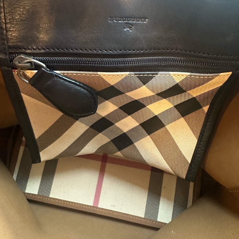Burberry Plaid Tote Bag - Black, Cream, and Pink - Picture 14 of 16